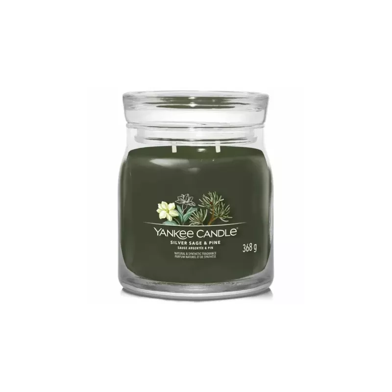 Świeca Średnia SILVER SAGE and PINE - Wosk Sojowy 368 g - YANKEE CANDLE