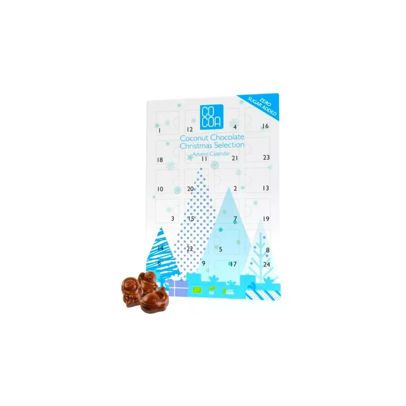 Kalendarz Adwentowy z Czekolady Kokosowej Bez Dodatku Cukru Bio 180 g - COCOA