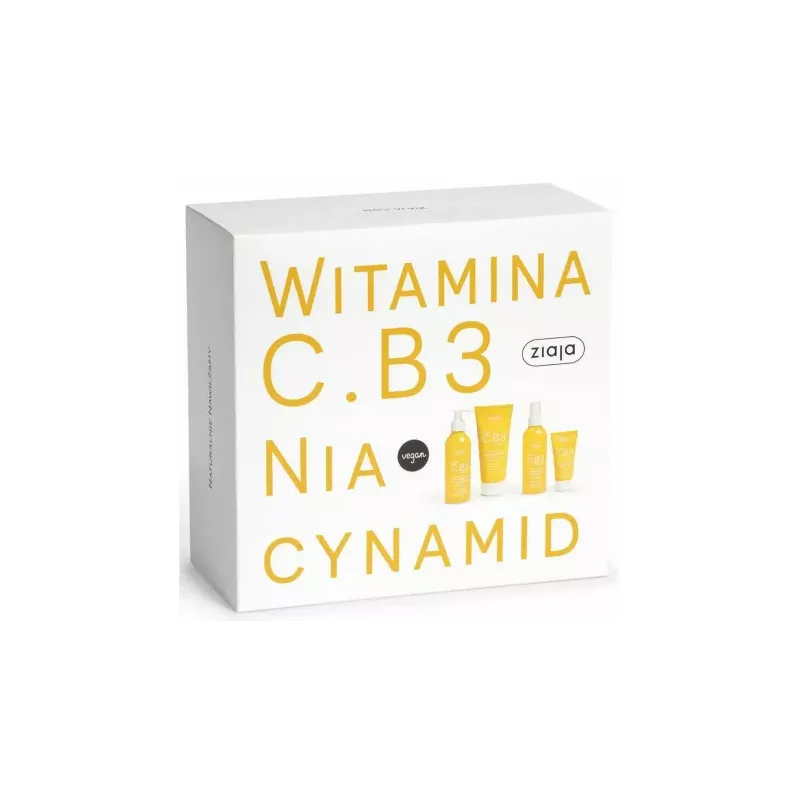 Zestaw Kosmetyków WITAMINA C.B3 (Krem na Przebudzenie 50 ml+ Balsam do Ciała 200 ml+ Tonik 190 ml+ Żel do Twarzy 190 ml) - Ziaja