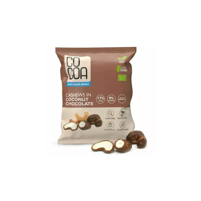 Orzechy Nerkowca w Czekoladzie Kokosowej Bez Dodatku Cukru Bio 70 g - Cocoa