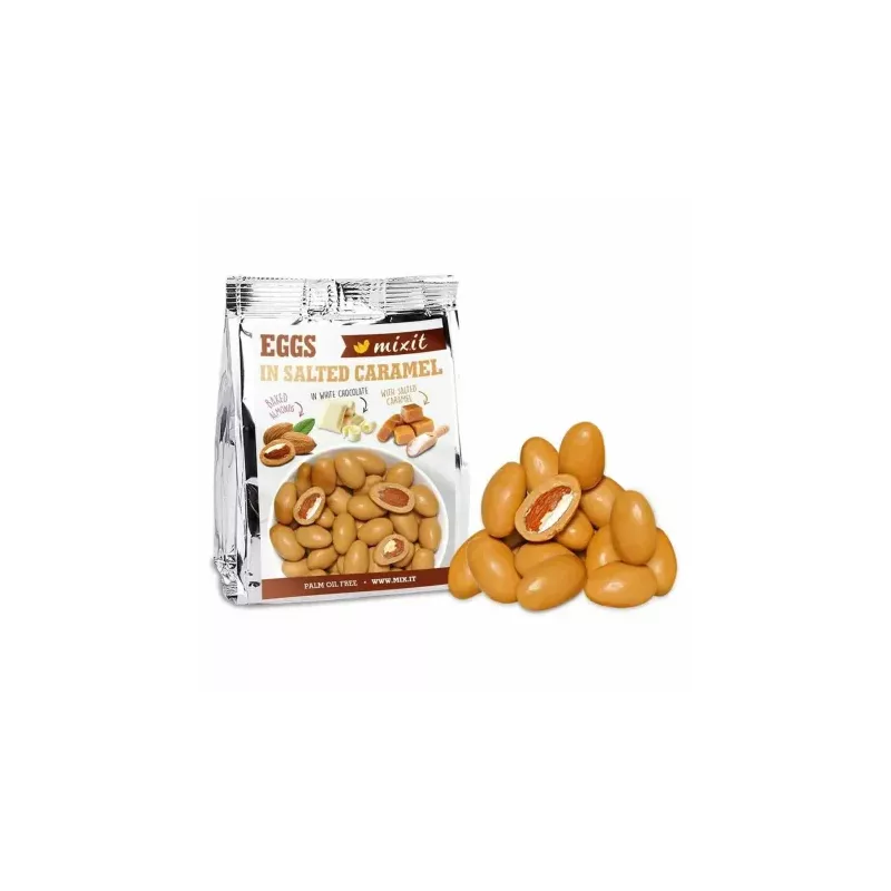Eggs Słony Karmel do Kieszeni - Prażone Migdały w Białej Czekoladzie ze Słonym Karmelem 65 g - Mixit