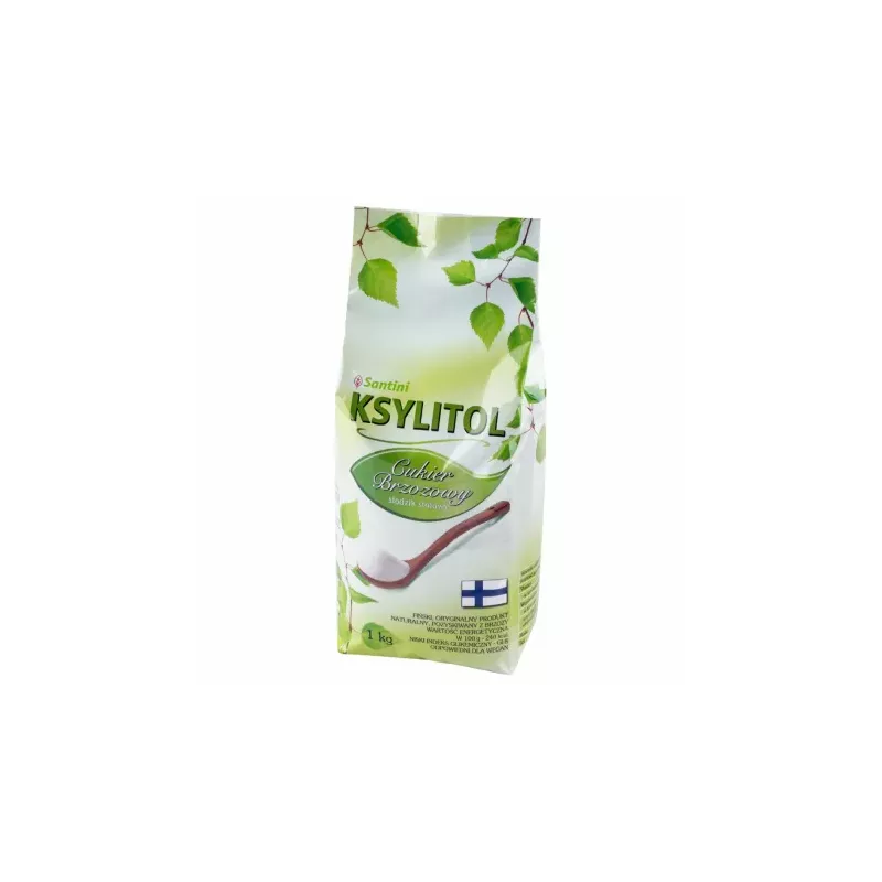 Ksylitol C Krystaliczny 1 kg - Torebka - Santini Fiński Cukier Brzozowy Oryginalny Xylitol z brzozy Danisco Finlandia