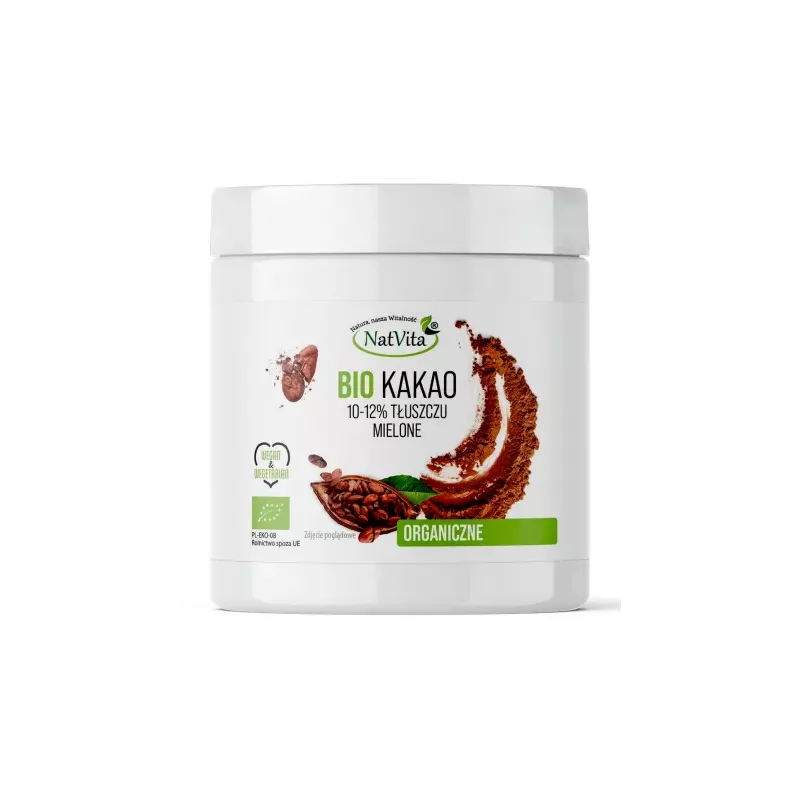 Kakao Mielone Bio (10-12% Tluszczu) 200 g - Natvita