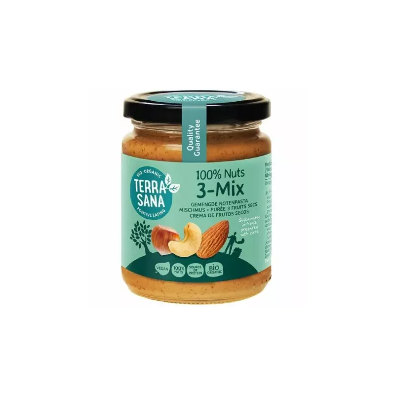 Krem Orzechowy Mix 3 Orzechy Bio 250 g - Terrasana