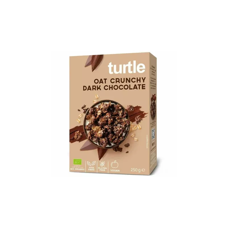 Musli Owsiane z Gorzką Czekoladą Pieczone Bezglutenowe Bio 250 g - Turtle