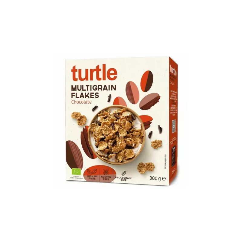 Płatki Zbożowe z Wiórkami Czekoladowymi Bezglutenowe Bio 300 g - Turtle
