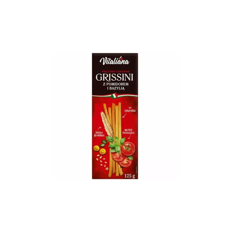 Paluszki Grissini z Pomidorami i Bazylią 125 g - Vitaliana