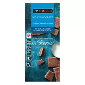 Czekolada Mleczna ze Stewią Bez Dodatku Cukru 100 g - Pure and Good