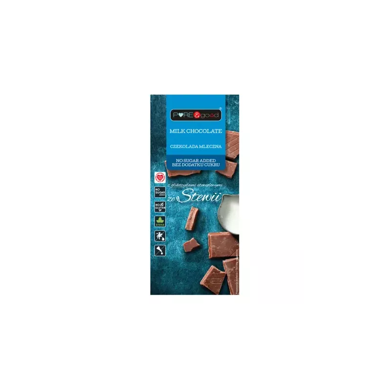 Czekolada Mleczna ze Stewią Bez Dodatku Cukru 100 g - Pure and Good