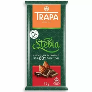Czekolada Gorzka 80% ze Stewią Bez Dodatku Cukru 75 g - Trapa