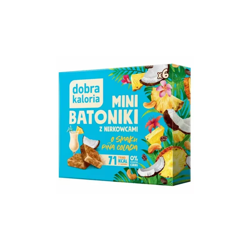 Batoniki Mini z Nerkowców o Smaku Pina Colada Bez Dodatku cukru 102 g (6x 17 g) - Dobra Kaloria