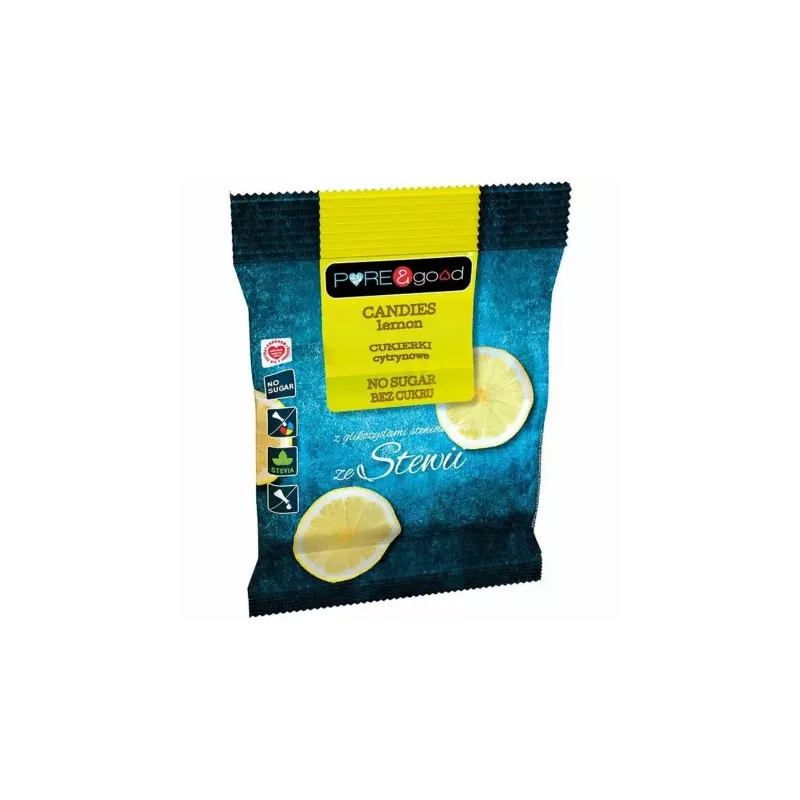 Cukierki Cytrynowe ze Stewią Bez Cukru 50 g - Pure Good