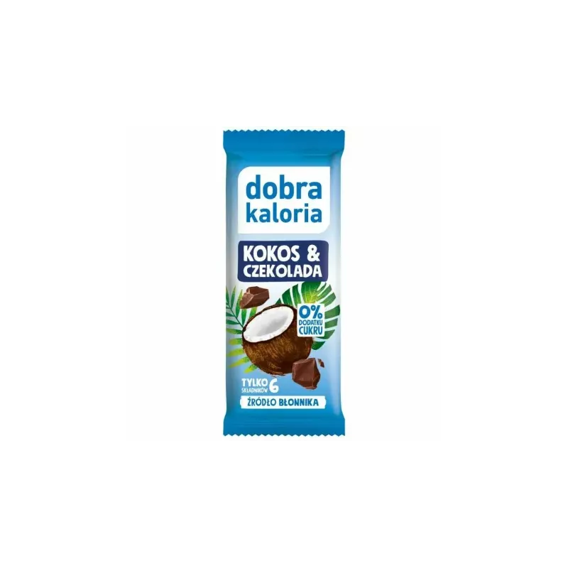 Baton Kokos i Czekolada Bez Dodatku Cukru 33 g - Dobra Kaloria