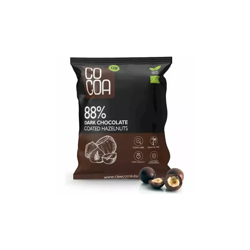 Orzechy Laskowe w Czekoladzie Ciemnej 88% Bio 70 g - Cocoa