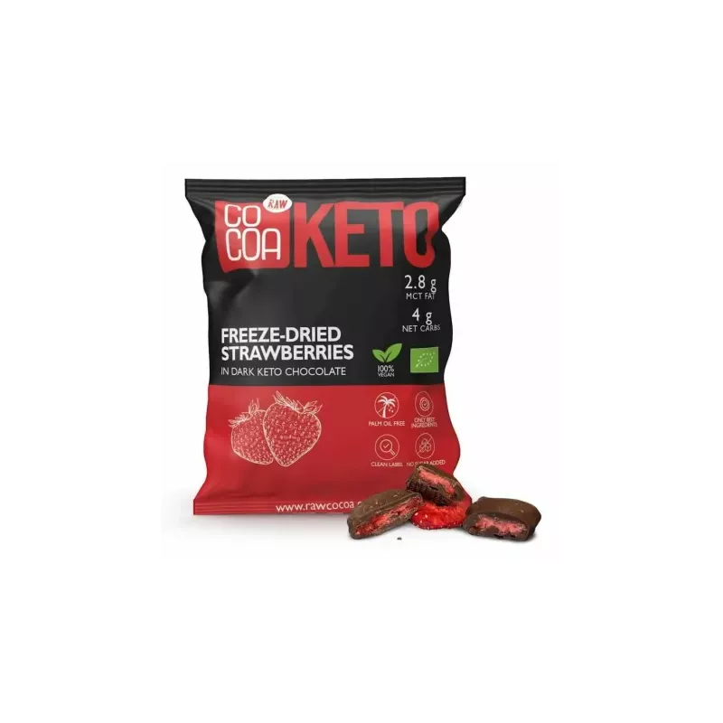 Truskawki Liofilizowane w Czekoladzie Ciemnej Bez Dodatku Cukru Keto Bio 40 g - Cocoa