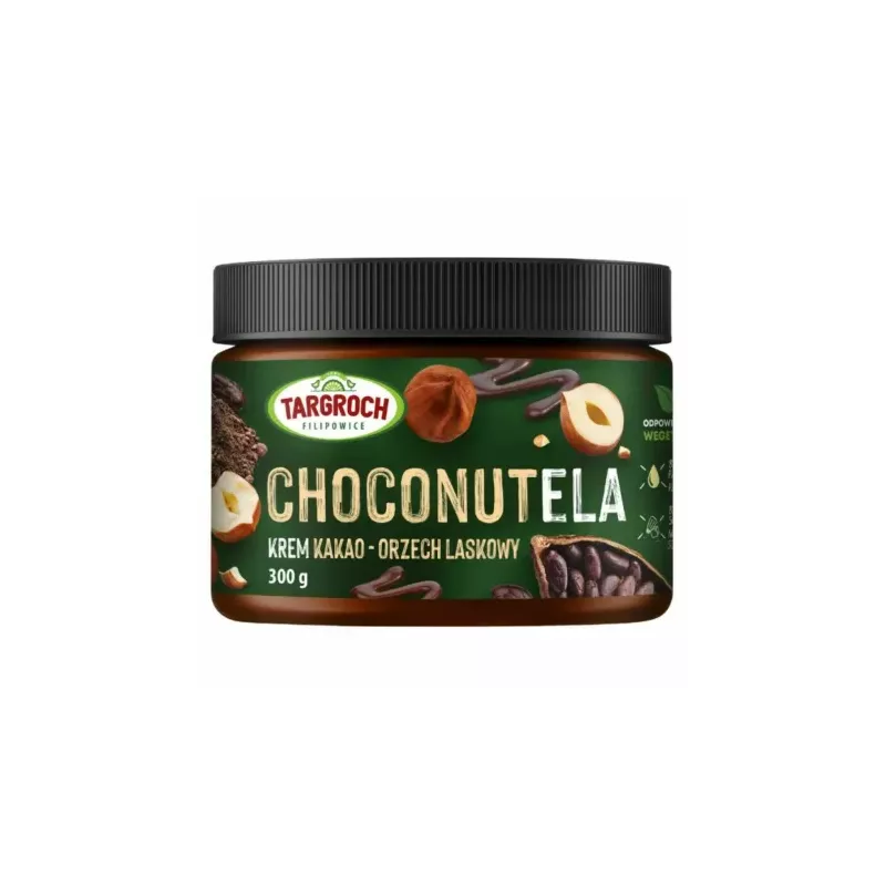 CHOCOELA Krem Kakao i Orzech Laskowy Bez Dodatku Cukru 300 g - Targroch