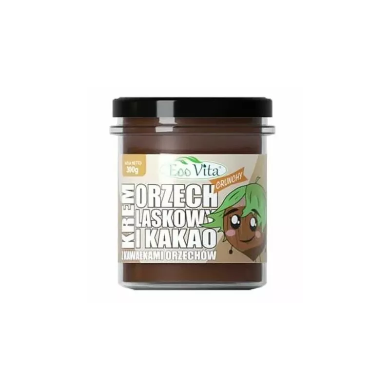 Krem Orzech Laskowy i Kakao Crunchy 300 g - EOOVITA