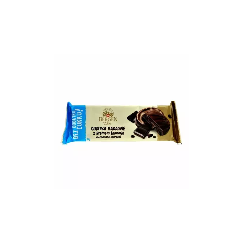 Ciastka Kakaowe z Kremem Brownie w Czekoladzie Deserowej Bez Cukru 96 g Bergen