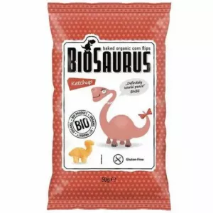 Pieczone Chrupki Kukurydziane o Smaku Ketchupowym Bezglutenowe Bio 50 g - BioSaurus
