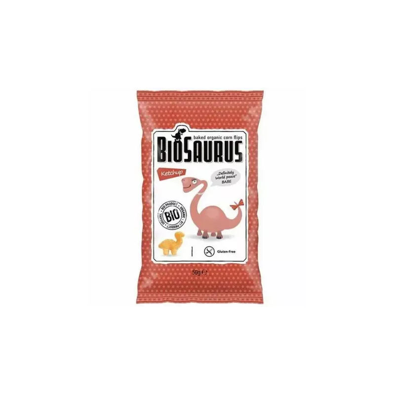 Pieczone Chrupki Kukurydziane o Smaku Ketchupowym Bezglutenowe Bio 50 g - BioSaurus