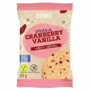 Ciastko Proteinowe Żurawina i Wanilia Bez Dodatku Cukru Bezglutenowe 50 g - Frank and Oli