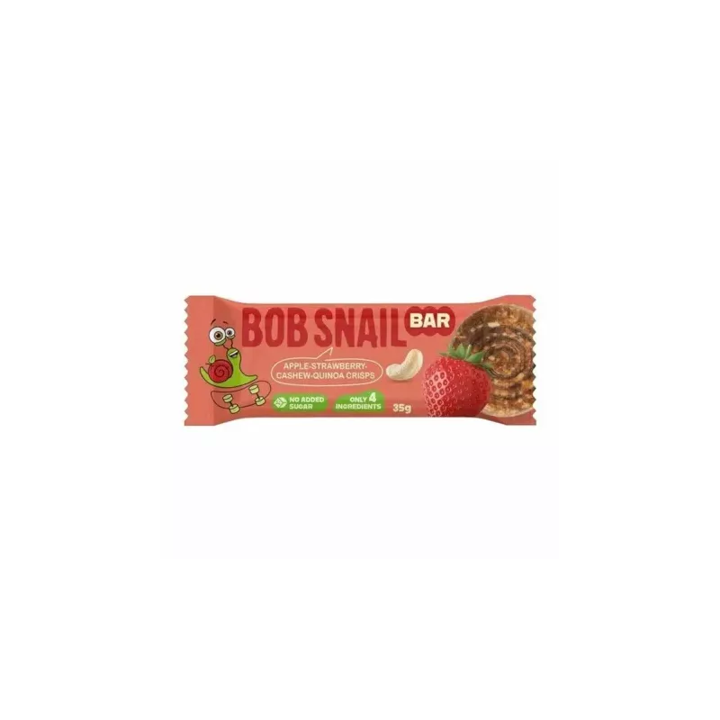 Baton Jabłko-Truskawka z Nerkowcem i Chrupkami z Komosy Ryżowej Bez Dodatku Cukru 35 g - Bob Snail