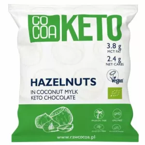 Orzechy Laskowe w Keto Czekoladzie Kokosowej z Olejem MCT Bez Dodatku Cukru Bezglutenowe Bio 70g - Cocoa