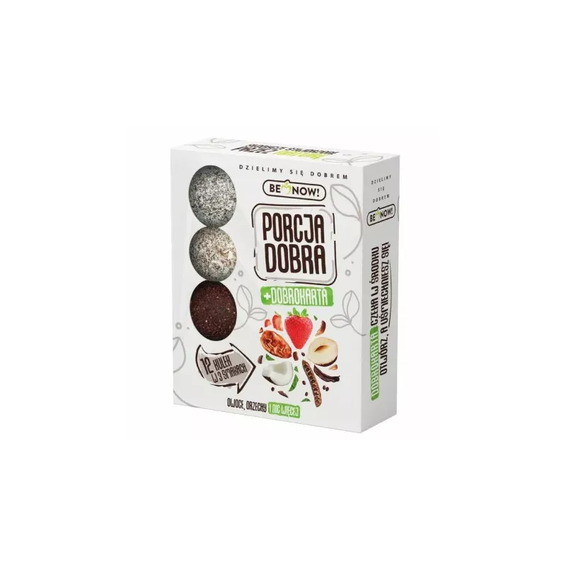 Kulki Owocowo - Orzechowe w 3 Smakach 144 g (12 Sztuk) - Porcja Dobra