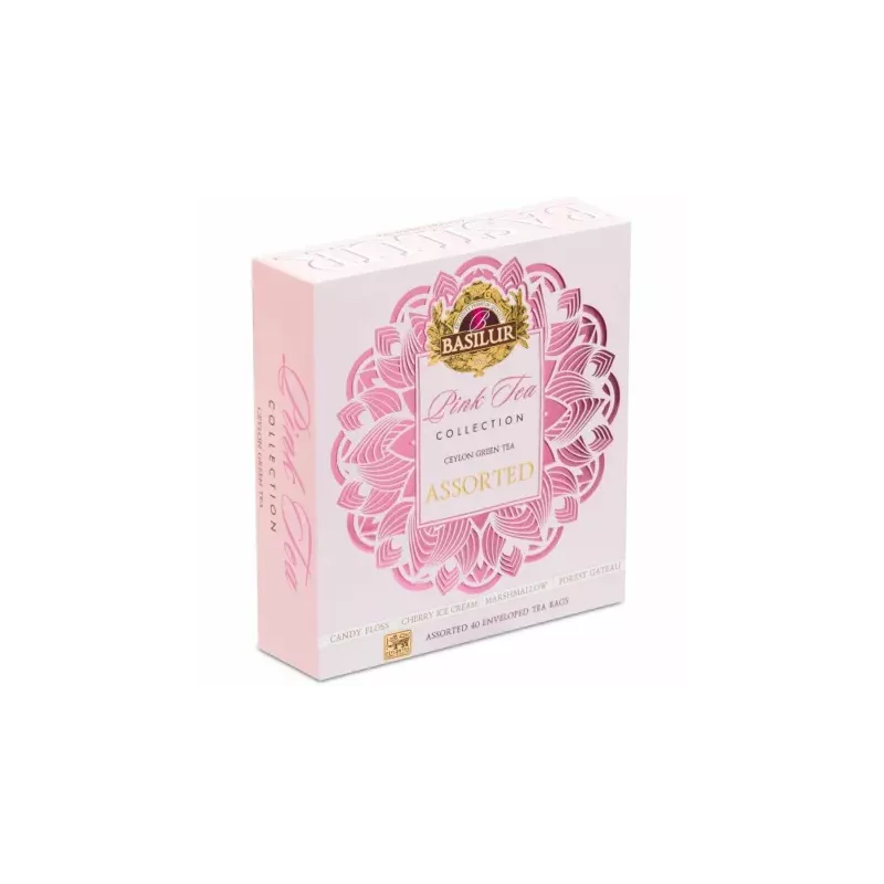 Zestaw Herbat Zielonych z Dodatkami Pink Tea Assorted 60 g (40x 1,5 g) - Basilur