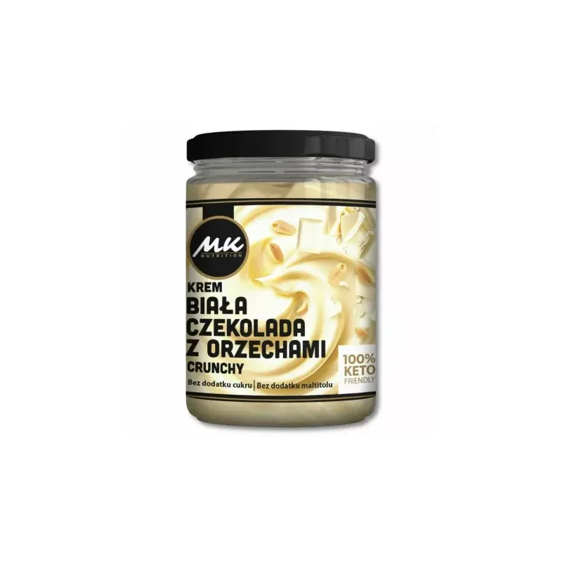 Krem Biała Czekolada z Orzechami Crunchy Bez Dodatku Cukru 500 g - MK Nutrition