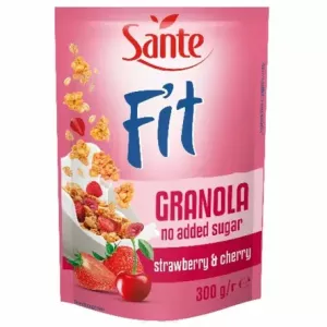 Fit Granola Truskawka and Wiśnia Bez Dodatku Cukru 300g - Sante