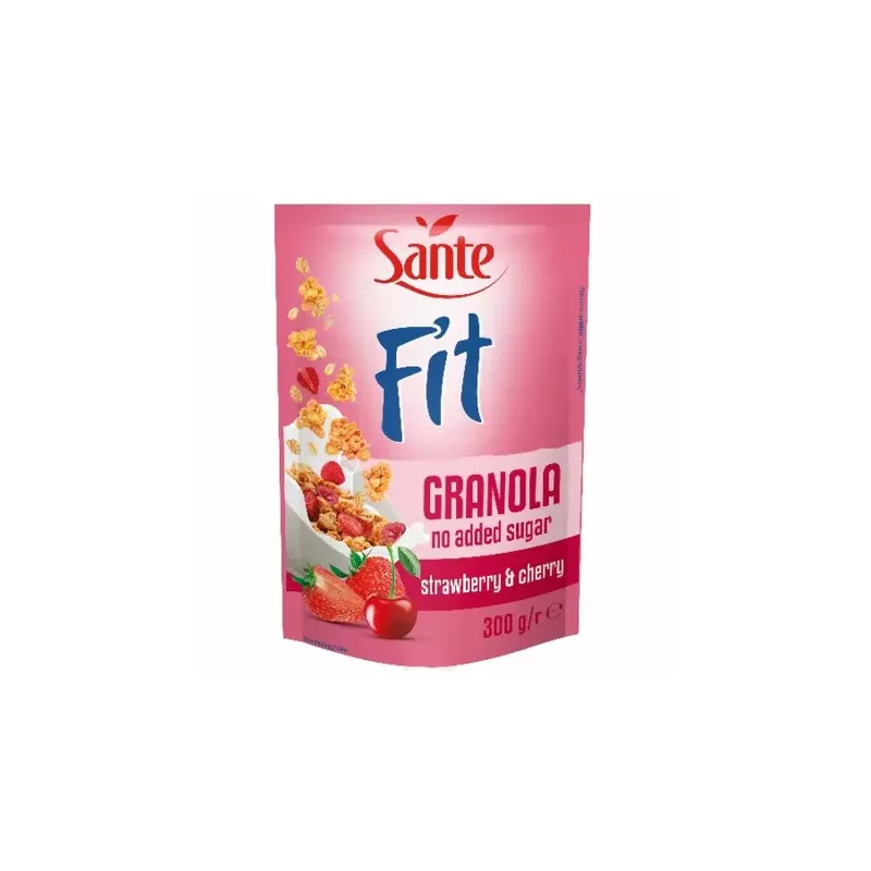 Fit Granola Truskawka and Wiśnia Bez Dodatku Cukru 300g - Sante