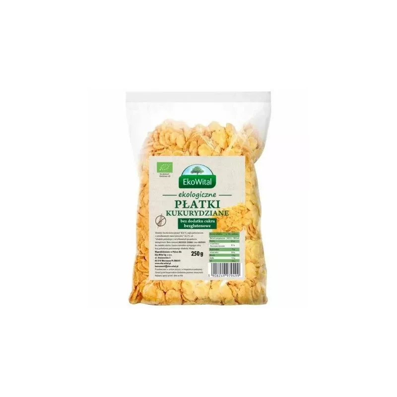Płatki Kukurydziane Bez Dodatku Cukru Bezglutenowe BIO 250 g - Ekowital