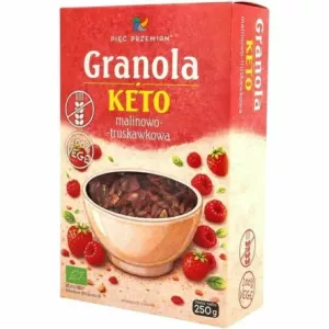 Granola KETO Malinowo-Truskawkowa Bezglutenowa Bio 250 g - Pięć Przemian