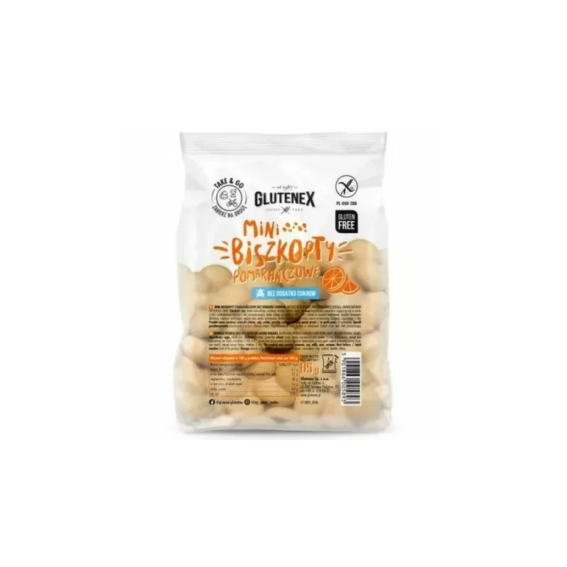 Mini Biszkopty Pomarańczowe Bezglutenowe Bez Dodatku Cukru 85 g - Glutenex