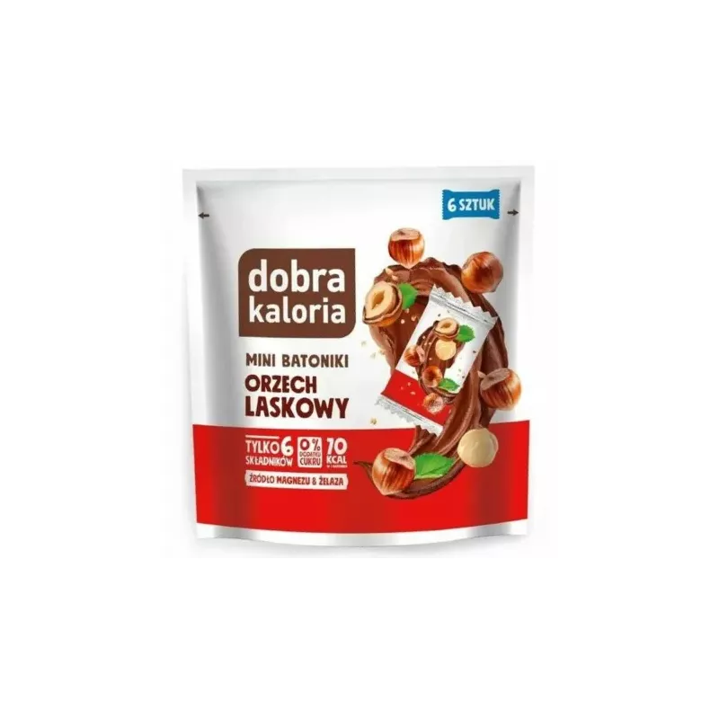 Mini Batoniki Orzech Laskowy z Czekoladą 108 g (6x 18 g) - Dobra Kaloria