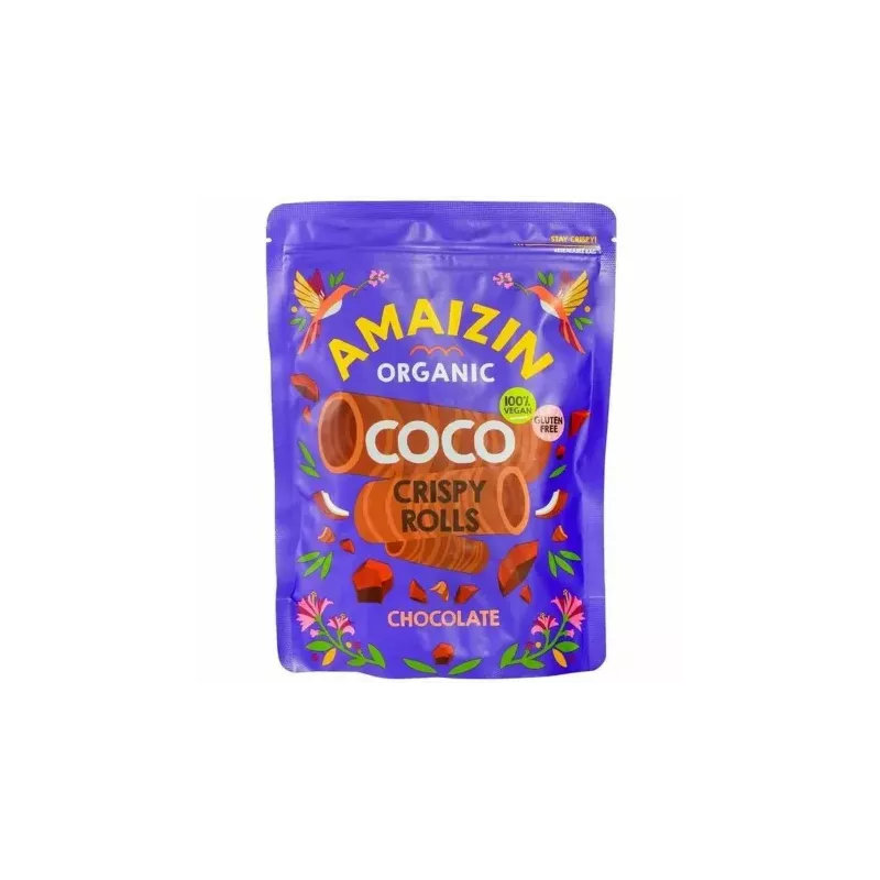 Rurki Waflowe Kokosowo - Czekoladowe Bezglutenowe Bio 140 g - Amaizin