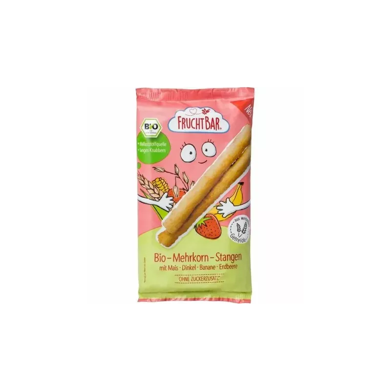 Paluchy Wielozbożowe Truskawkowo-Bananowe Bio 30 g - FruchtBar