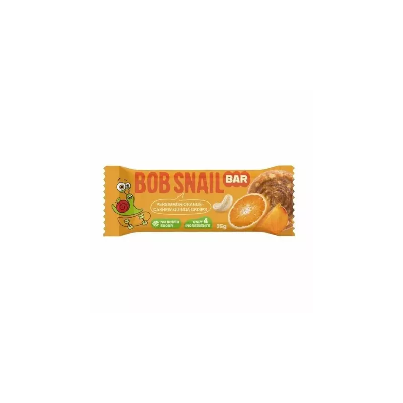 Baton Kaki-Pomarańcza z Nerkowcem i Chrupkami z Komosy Ryżowej Bez Dodatku Cukru 35 g - Bob Snail