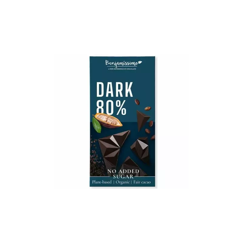 Czekolada Gorzka 80% Bez Dodatku Cukru Bezglutenowa Bio 60 g - Benjamissimo