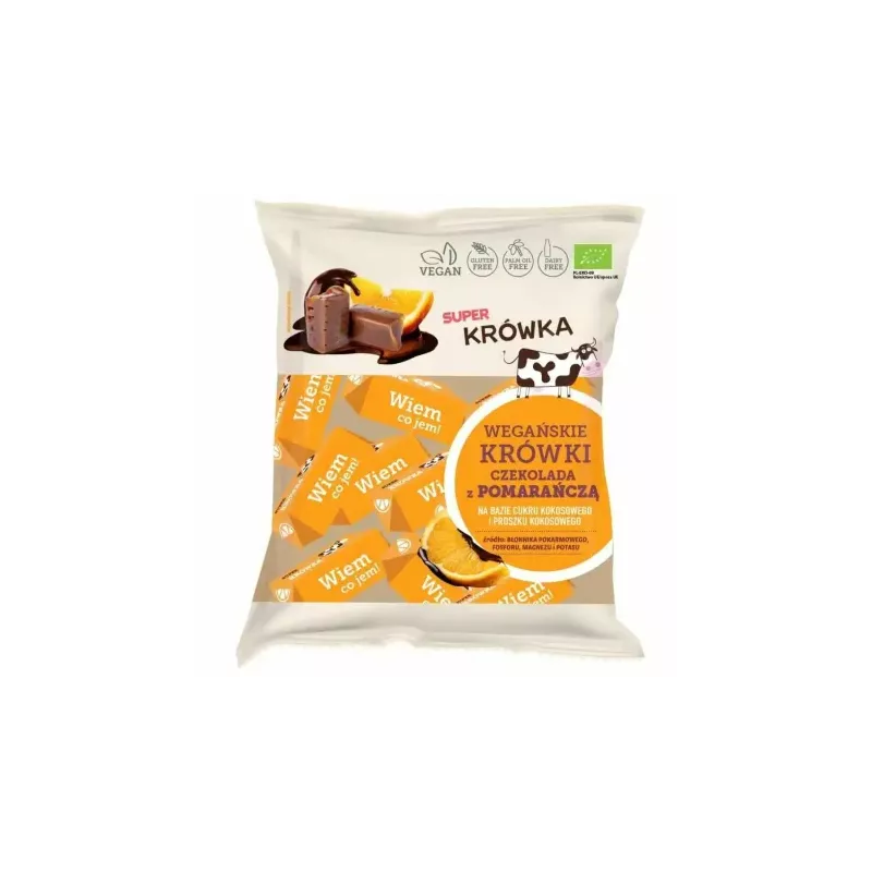 Krówki Wegańskie Czekolada z Pomarańczą BIO 150 g - Super Krówka