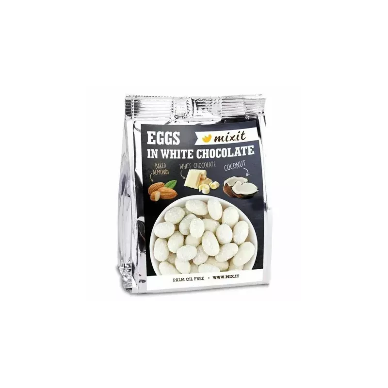 Eggs in White do Kieszeni - Prażone Migdały w Białej Czekoladzie z Kokosem 60 g - Mixit