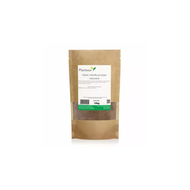 Kakao Niskotłuszczowe Naturalne 100 g - Planteon