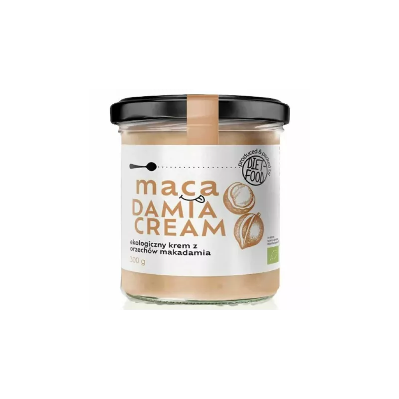 Krem z Orzechów Macadamia Bez Dodatku Cukru Bio 300 g - Diet-Food