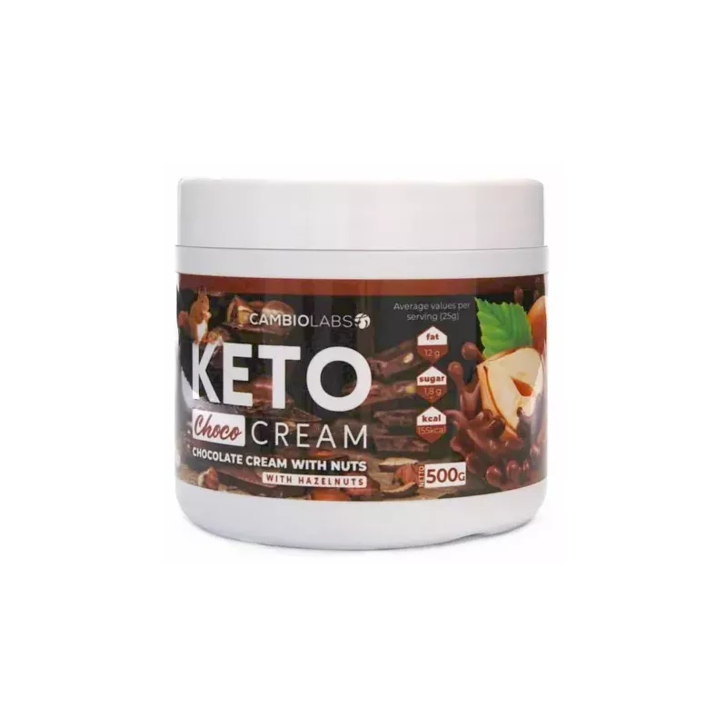 KETO Krem Czekoladowy z Orzechami Crunchy Choco Cream Bez Dodatku Cukru 500 g - Cambio Labs