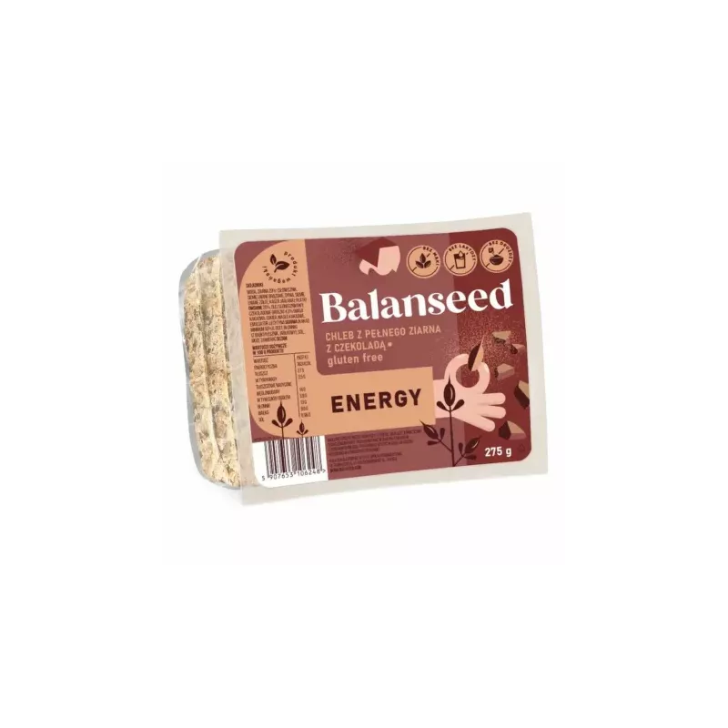 Chleb z Pełnego Ziarna z Czekoladą Energy Bezglutenowy 275 g - Balanseed