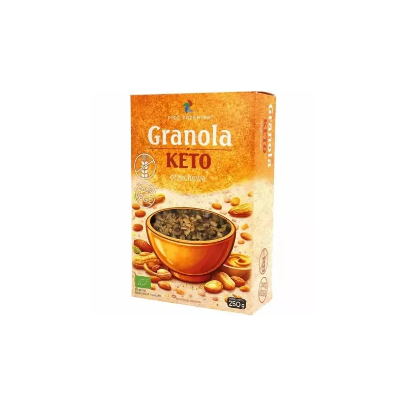 Granola KETO Orzechowa Bezglutenowa Bio 250 g - Pięć Przemian