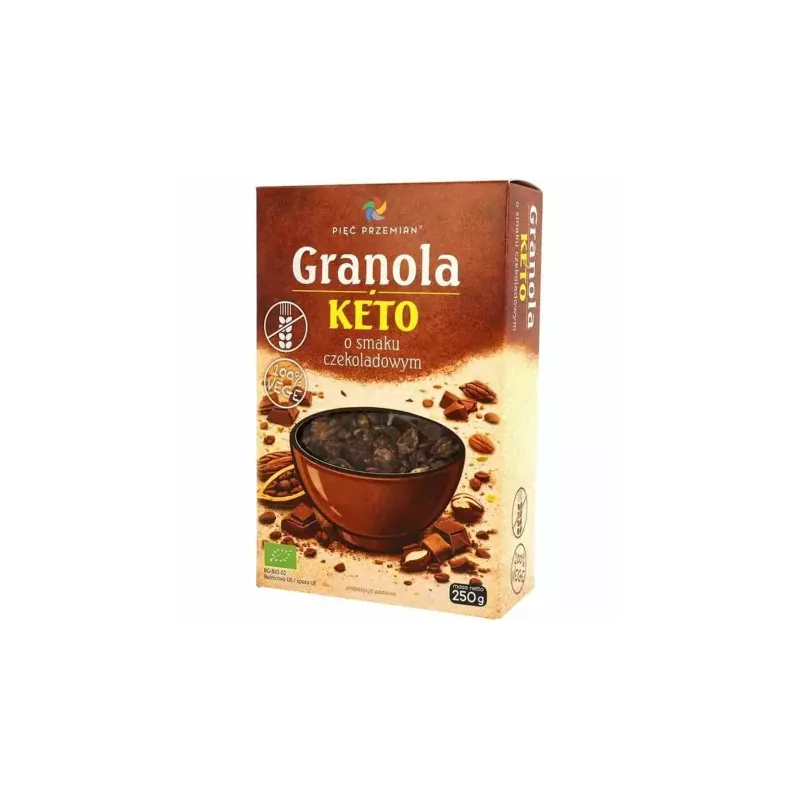Granola KETO o Smaku Czekoladowym Bezglutenowa Bio 250 g - Pięć Przemian