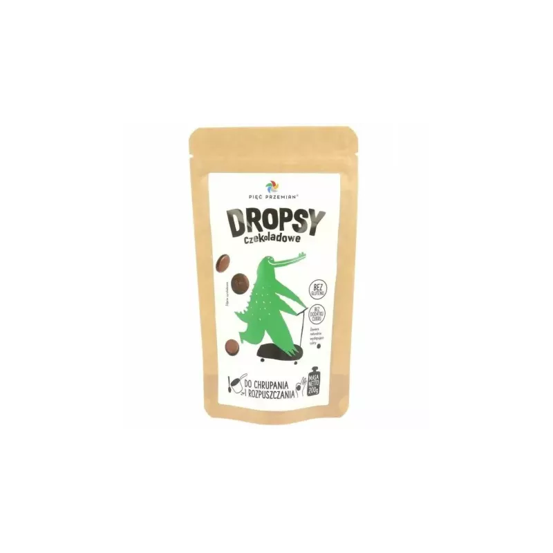 Dropsy Czekoladowe Bez Dodatku Cukru Bezglutenowe 200 g - Pięć Przemian