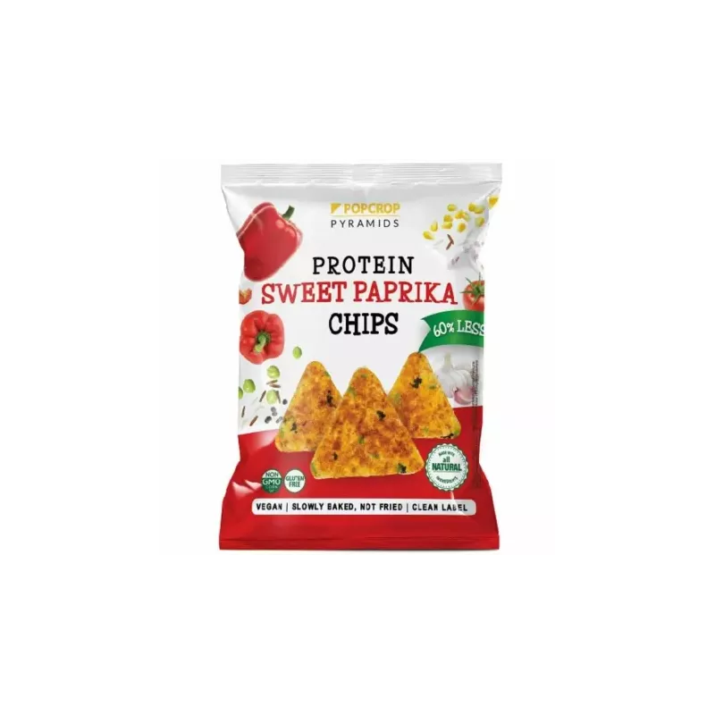 Chrupki Piramidki Proteinowe o Smaku Słodkiej Papryki Bezglutenowe 60 g - Popcrop